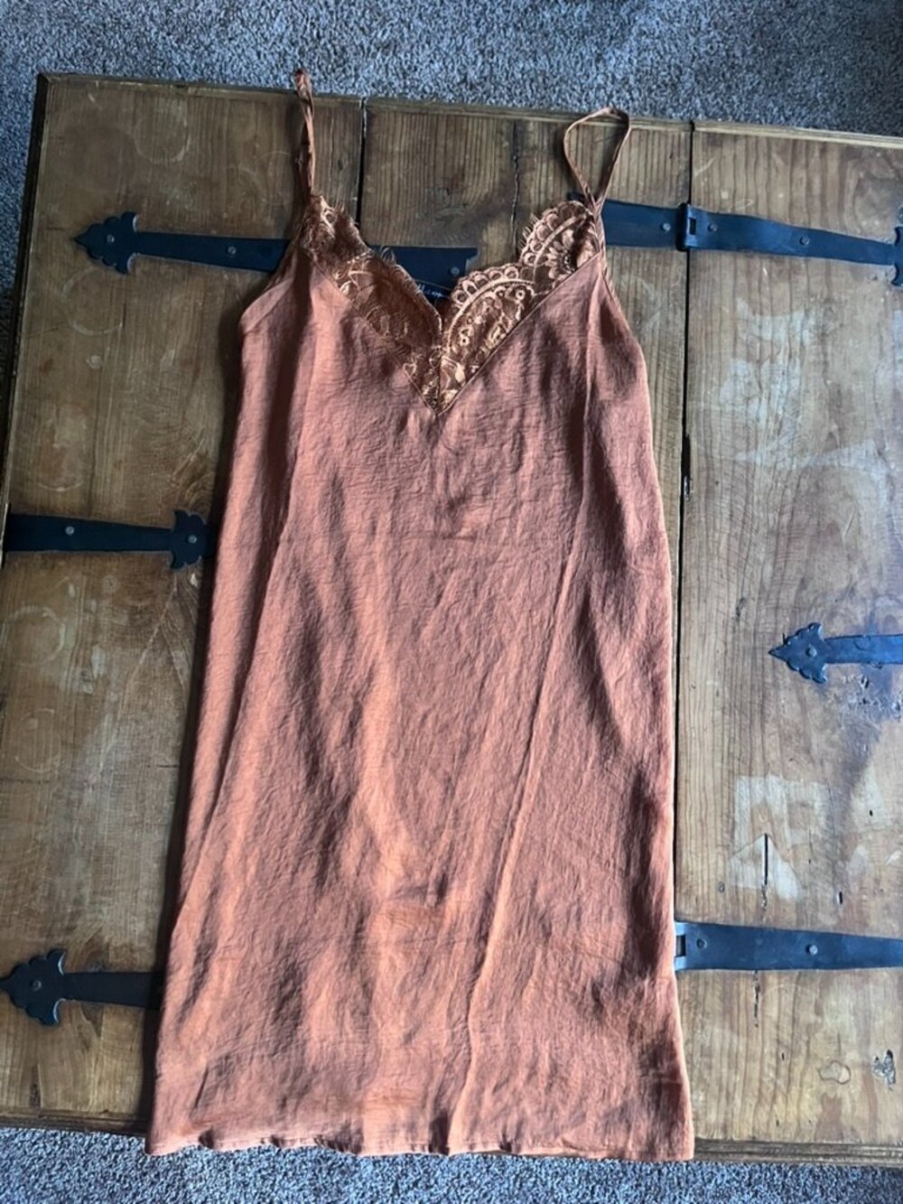 Rust Lace Fairycore Boho Lingerie‎ Slip Dress